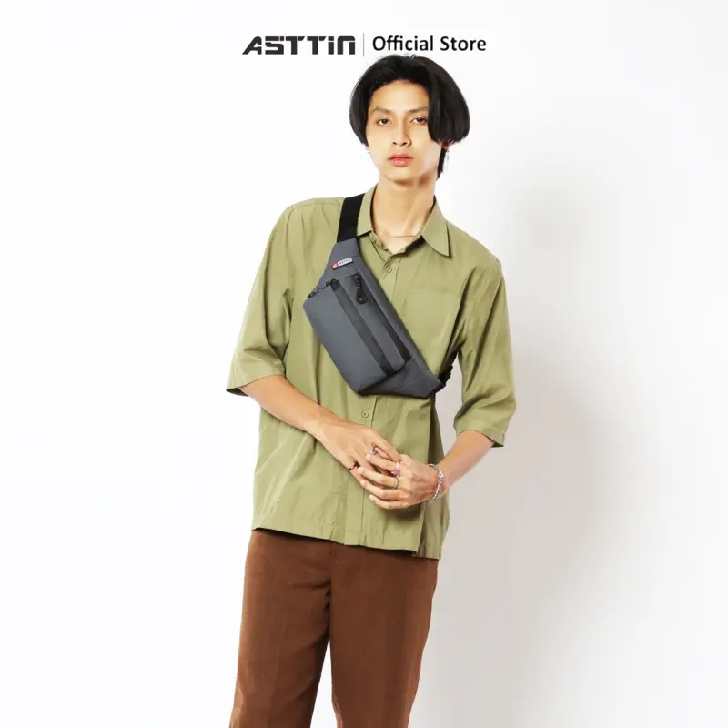Tas Pinggang Waist Bag Waterproof 017 Asttin Unisex Bimo D1000 Garansi 1 Tahun - Hitam, Cowok Waistbag tas  pinggang  pria 7