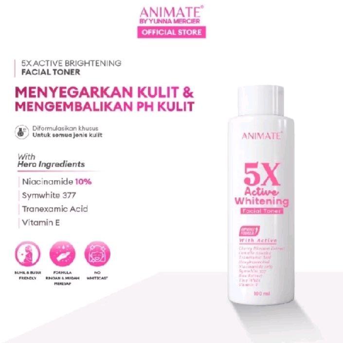 Toner Wajah Animate 5x Aktif Pemutih 100ml - Acid, Mencerahkan, Aging, Hitam, Hyaluronic, Hydrating 2
