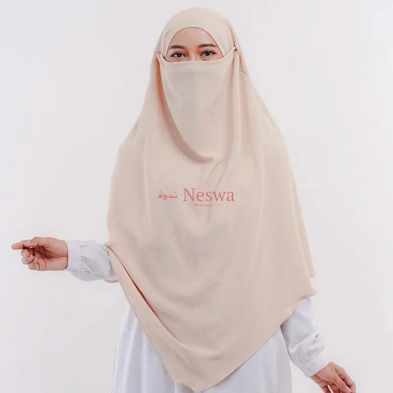 NESWA French Khimar Instan Free Cadar Tali Syari Crinkle Airflow Premium Instan Hijab Traveling FK Antem Panjang Cantik 0