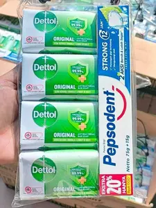 PAKET HEMAT 2 PCS PEPSODENT STRONG PASTA GIGI MULUT + 4 PCS SABUN DETTOL SOAP