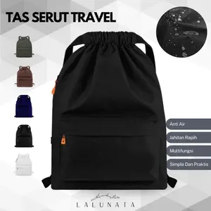 Lalunata - Tas Serut Perlengkapan Haji Umroh Anti Air Multifungsi Tali Webing Pria Wanita