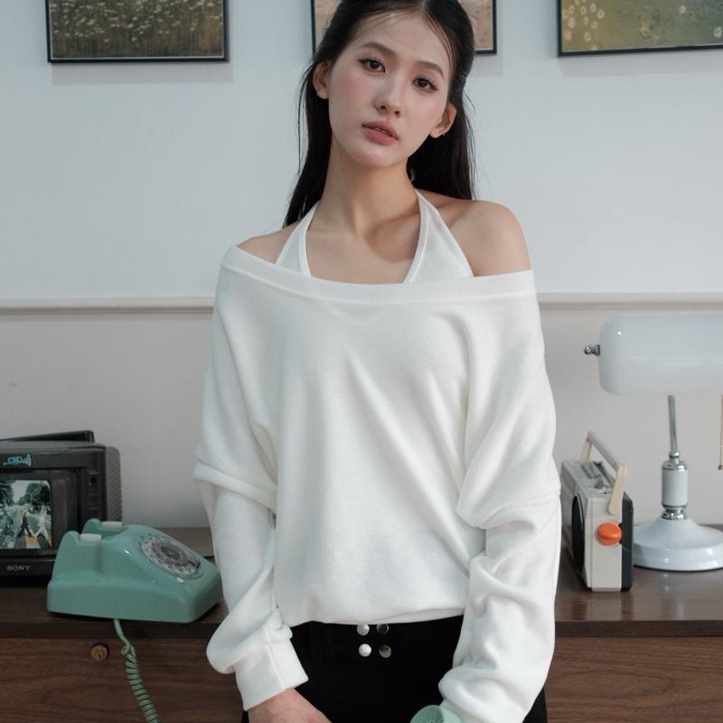   Phiên Bản Premium  Áo Len Trễ Vai YURI Dáng Rộng Phong Cách Hàn Quốc Mùa Thu Đông - Minipie 