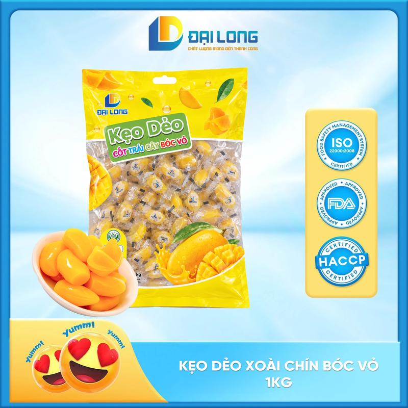 Kẹo dẻo xoài bóc vỏ Đại Long Chua Chua, ngọt ngọt chiết xuất từ nước trái cây hợp tiệc, liên hoan ăn vặt thơm ngon và bổ dưỡng Snack Food Candy