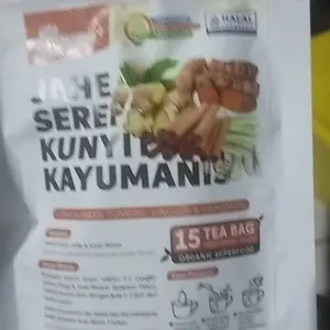 JAHE SEREH KUNYIT KAYU MANIS 100% NATURAL LEMONGRASS, TUMERIC, GINGGER & CINNAMON 15 Tea Bag Bebas Kafein & Gula Halal Minuman Instan Herbal