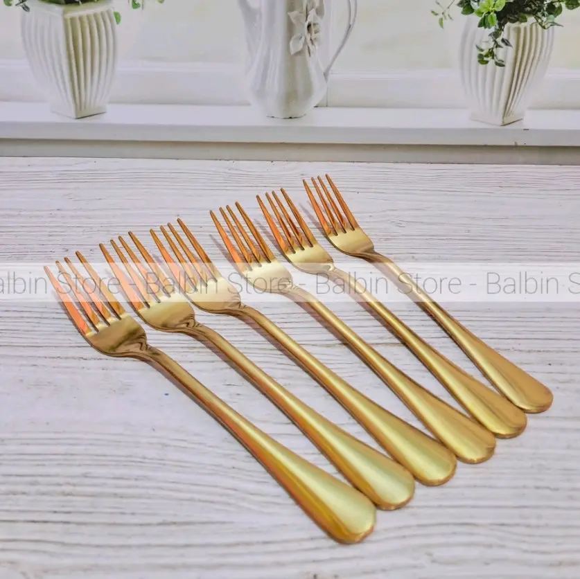 terbaru 6 pcs garpu waran gold garpu hotel berbahan tebal dan food grade