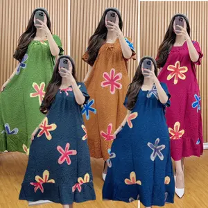 Daster fuji lukis rempel LD120 (JUMBO) rayon wanita kepyuran bintang Kantong Nyaman Tebal Tidur