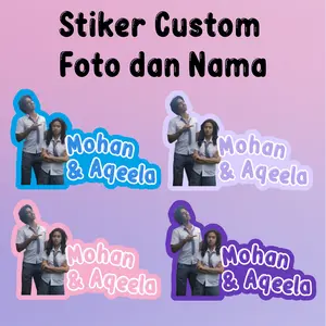 STIKER CUSTOM FOTO DAN NAMA FREE DESAIN WATERPROOF 20.000/4Pcs Stiker