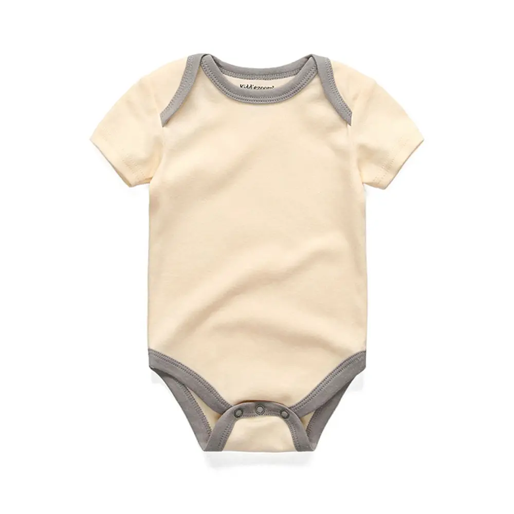 Kiddiezoom four seasons boys and girls solid color stitching 100% cotton jumpsuit boy girl tight soft cute baby boy clothes 0-12 months baby
