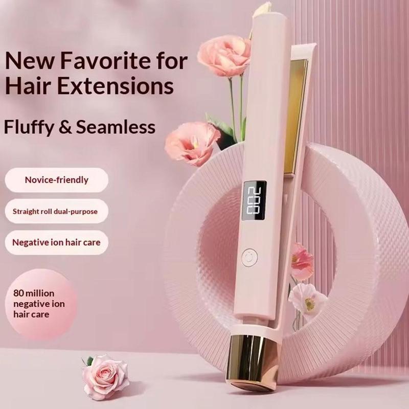Máy uốn và duỗi tóc mini 2 trong 1 cho tóc ngắn và tóc mái, thiết kế tiện dụng, bảo vệ tóc khỏi nhiệt