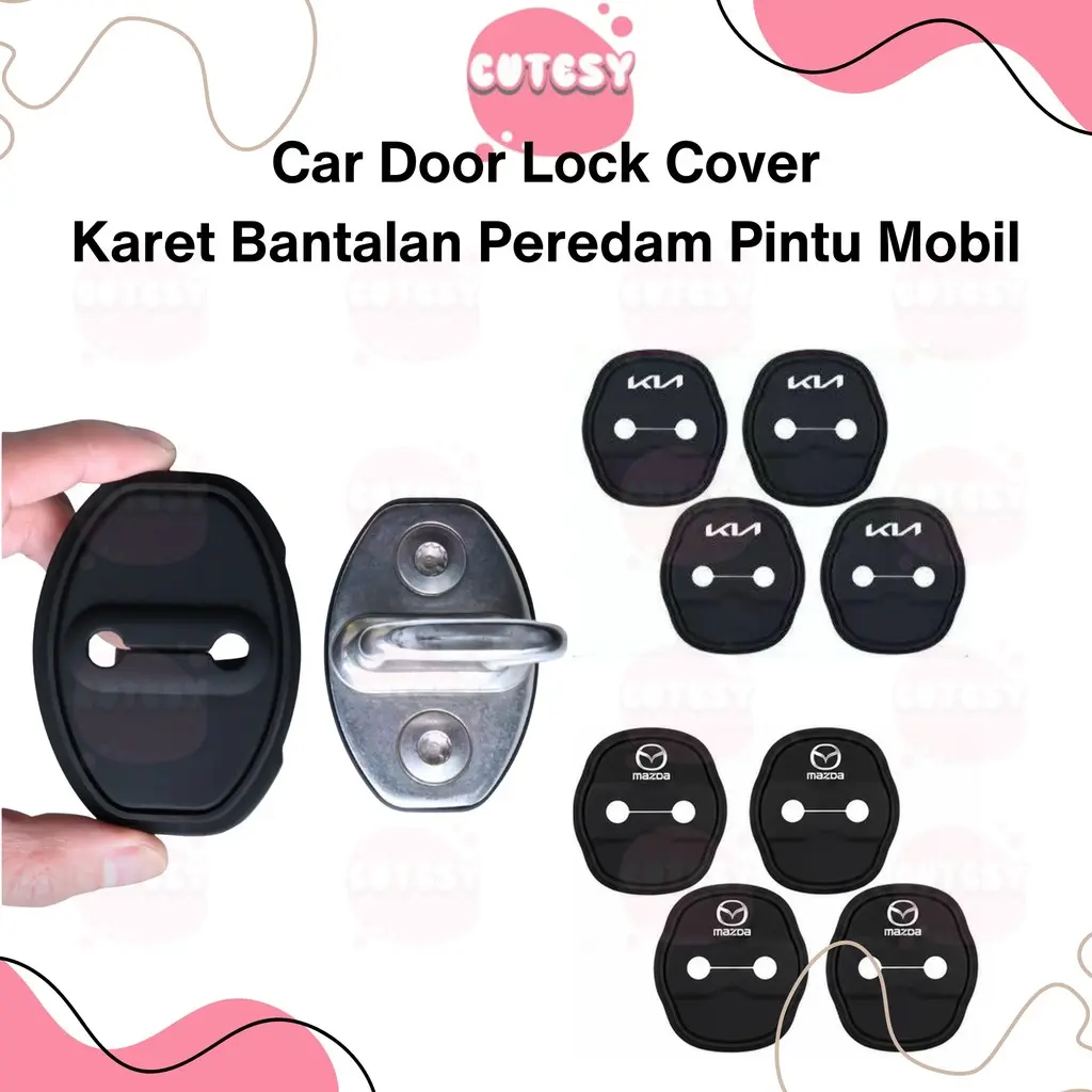 Pelindung Pengait Pintu Mobil Universal Door Lock Cover Silicone Anti Karat Anti Gores Pelindung Kait Pintu Mobil 2PCS