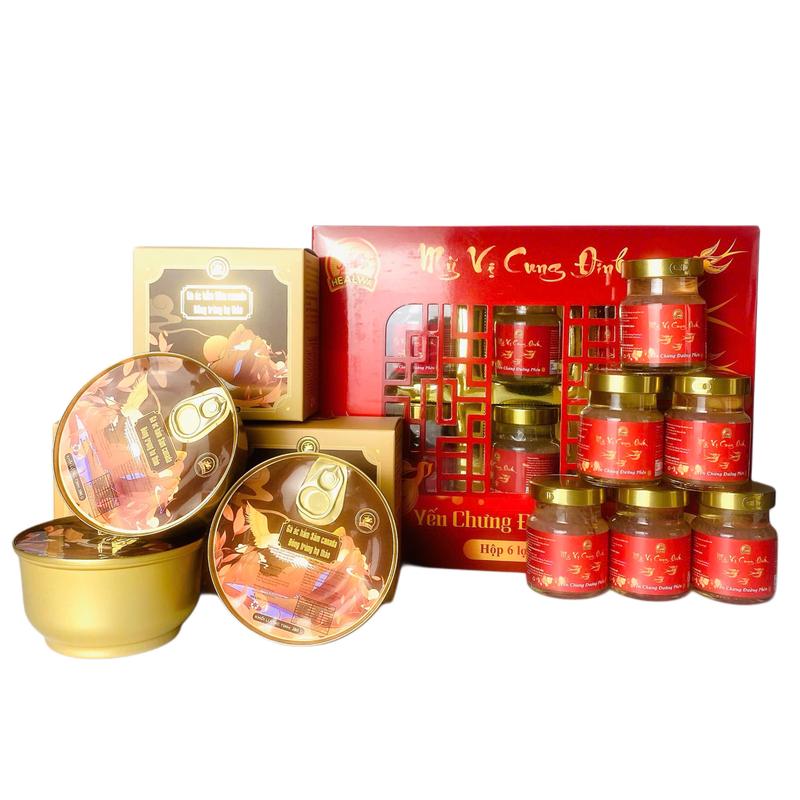 3 Gà Ác Hầm Vương Vị tăng 1 hộp yến đường phèn 6 lọ 22% yến- Hạt sen, Táo Đỏ, Kỷ Tử, Đông Trùng Hạ Thảo, Sâm Canada, Nấm Hương