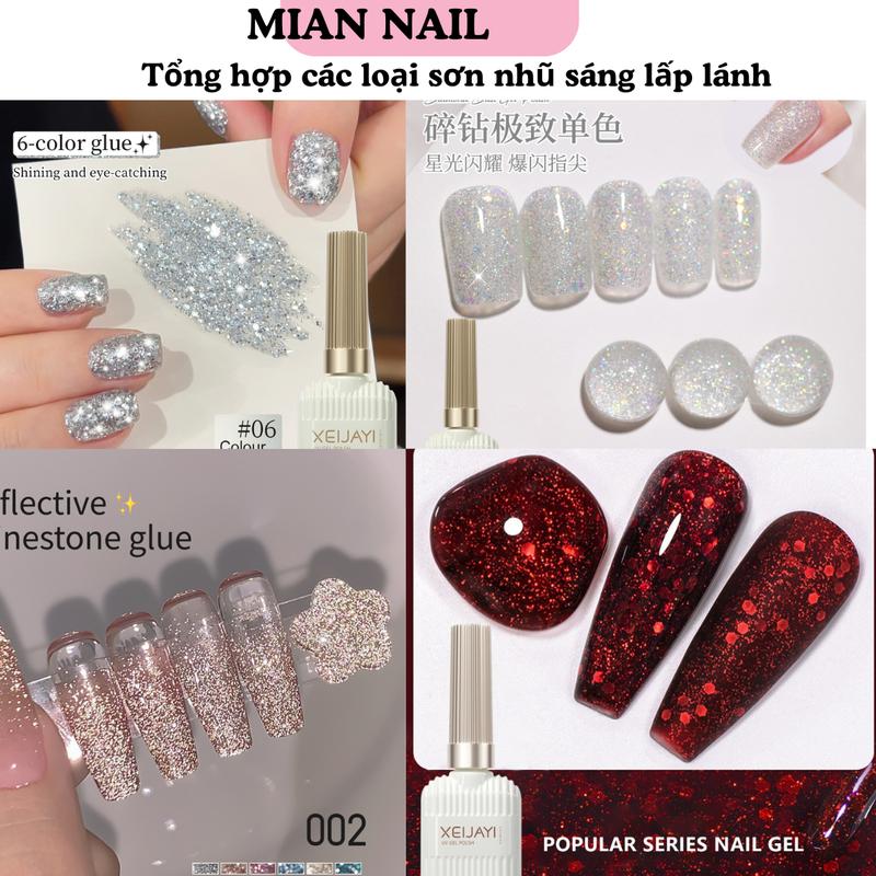 Sơn Gel Nhũ Ánh Kim Cương Sơn Móng Tay 8ml 15ml Tráng Men Phản Quang