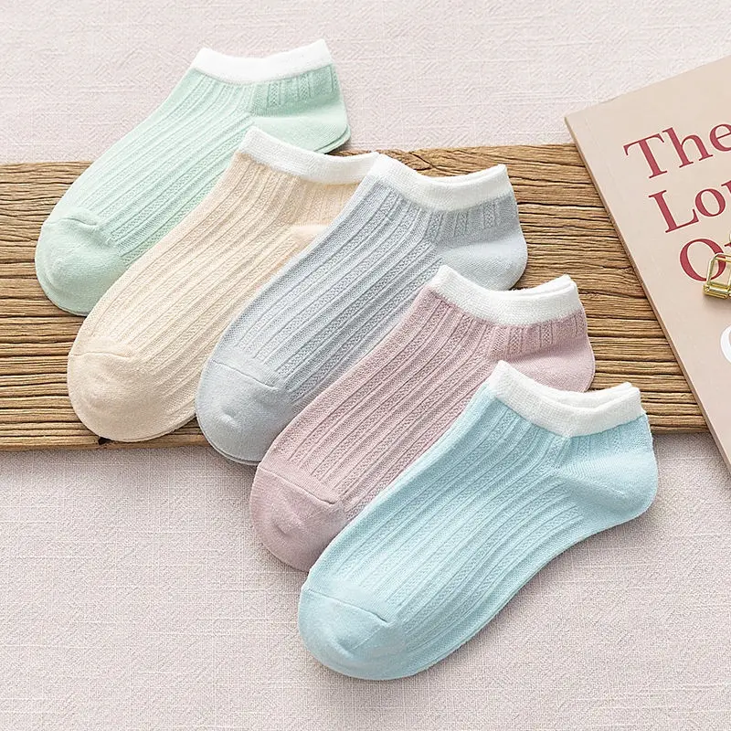 GU Kaos Kaki Pendek Import Korea Style Murah Polos Dibawah Mata Kaki Fashion Casual Sport Motif Garis Bahan Katun KK-05 1