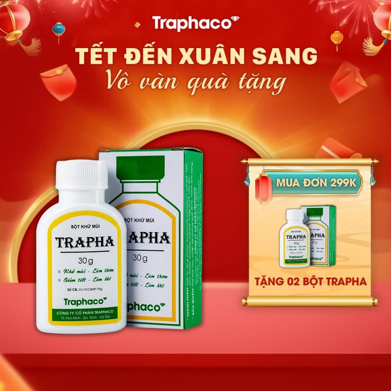 Combo 3-5 Mỹ phẩm Bột Khử Mùi Trapha Traphaco - Hỗ trợ Khử Mùi Hôi Chân Hôi Nách Và Giảm Tiết Mồ Hôi - Hộp 30g