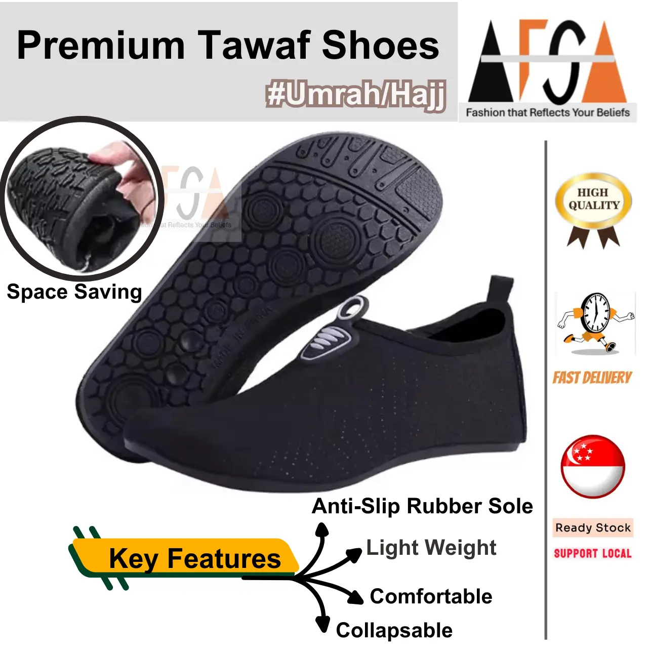 Tawaf Shoes Premium for Umrah Hajj Anti-Slip | Kasut Tawaf | Beach Shoes SG Seller Ready Stock