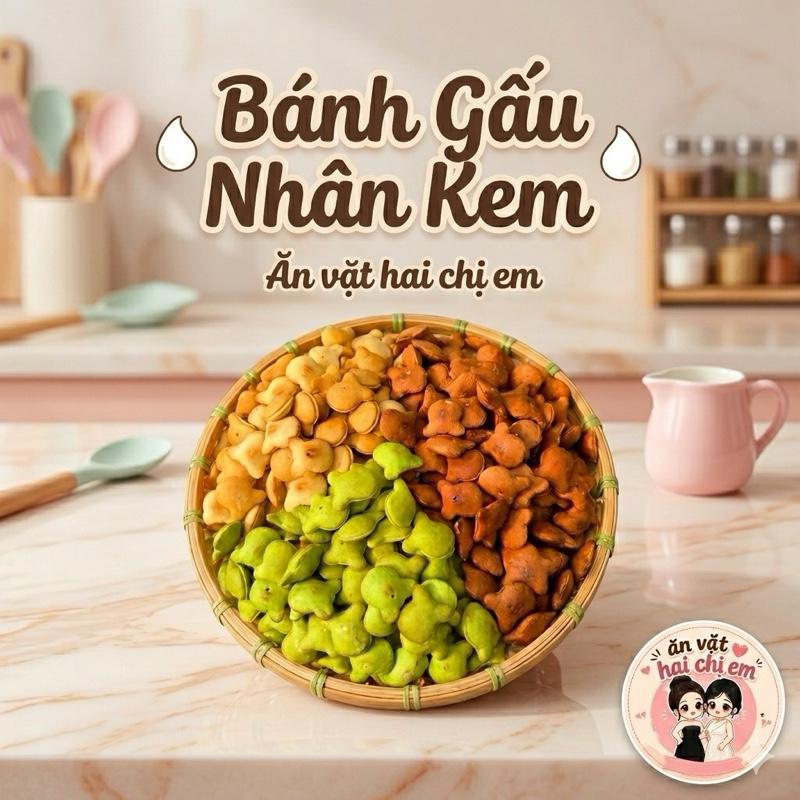 Bánh Gấu Nhân Kem - Thơm Ngon Giòn Rụm - Ngon Mêly