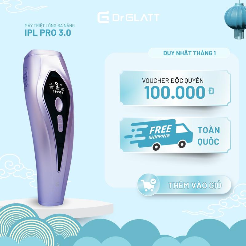 Máy Triệt Lông DR GLATT IPL Pro 3.0 – Băng Lạnh Trẻ Hóa Da Dùng Tại Nhà Toàn Thân Cho Da Nhạy Cảm