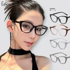 Lesca Kacamata Cat Eye Trendy Lensa Anti Radiasi Frame Besar Tebal Oversized Eyeglasses Fashion