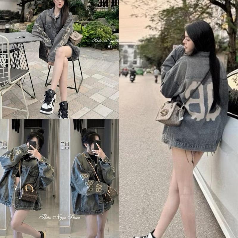  Bigsize 60-140kg áo khoác jeans bò dày dặn hot hit in chữ BB cực xinh unisex nam nữ 
