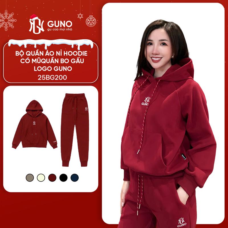 GUNO-Bộ quần áo nỉ Hoodie có mũ quần bo gấu logo GUNO SP5 |25BG200