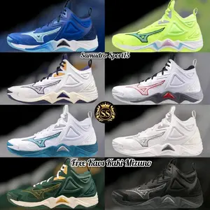 Mizuno Sepatu Volly Wave Momentum 3 Mid Super Premium Impor Nyaman Uniseks Bahan Sintetis Berkualitas Tinggi Size 39-45 Free Kaos Kaki Mizuno - Olahraga