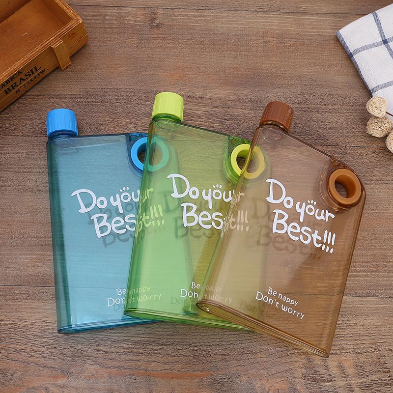 Product Introduction of Creative Square Book Water Bottle Ring Water Bottle Notebook Water Bottle Clear Plastic Cup Outdoor Portable Flat Water Cup 8
