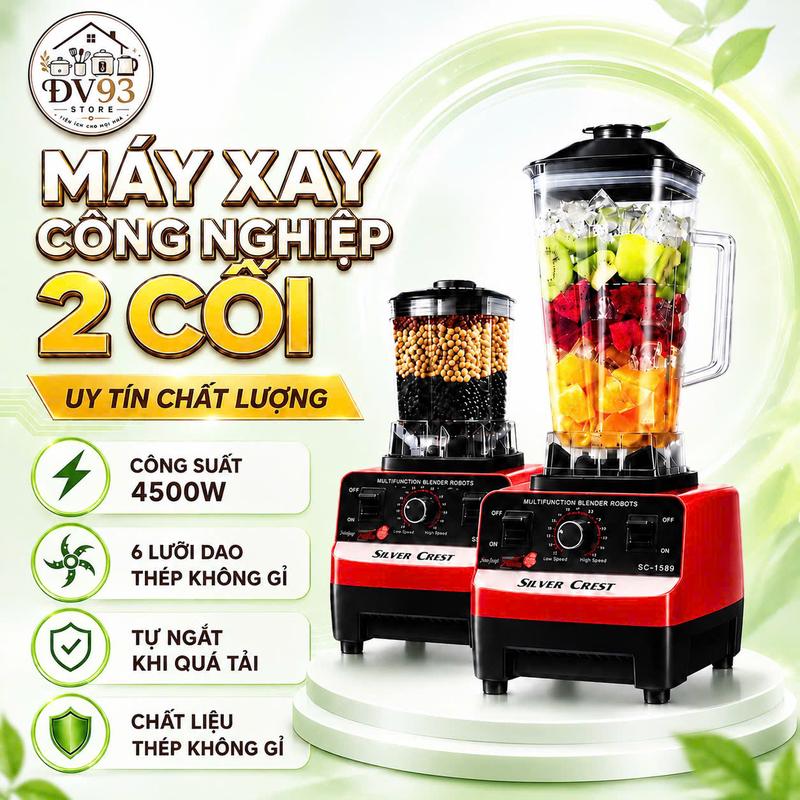 Máy Xay Sinh Tố Đa Năng KAW SILVER CREST SC-1589 Máy Xay Công Nghiệp 2 Cối Xay…