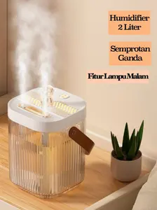 Humidifier Pelembab udara 2Liter humidifier Semprot Ganda dengan Fitur lampu malam