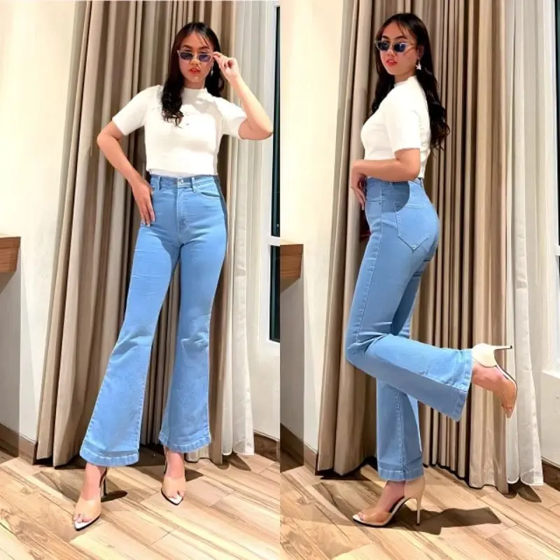 HW Cutbray Jeans Wanita, Celana Cutbray Strecht Kekinian - Cutbray Flared Panjang Cewek 2