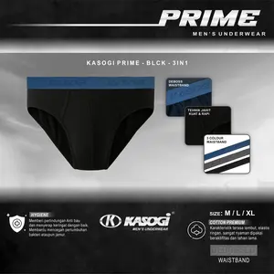 ( 6 pcs ) KASOGI PRIME CELANA DALAM PRIA Hitam Premium By Kasogi Underwear