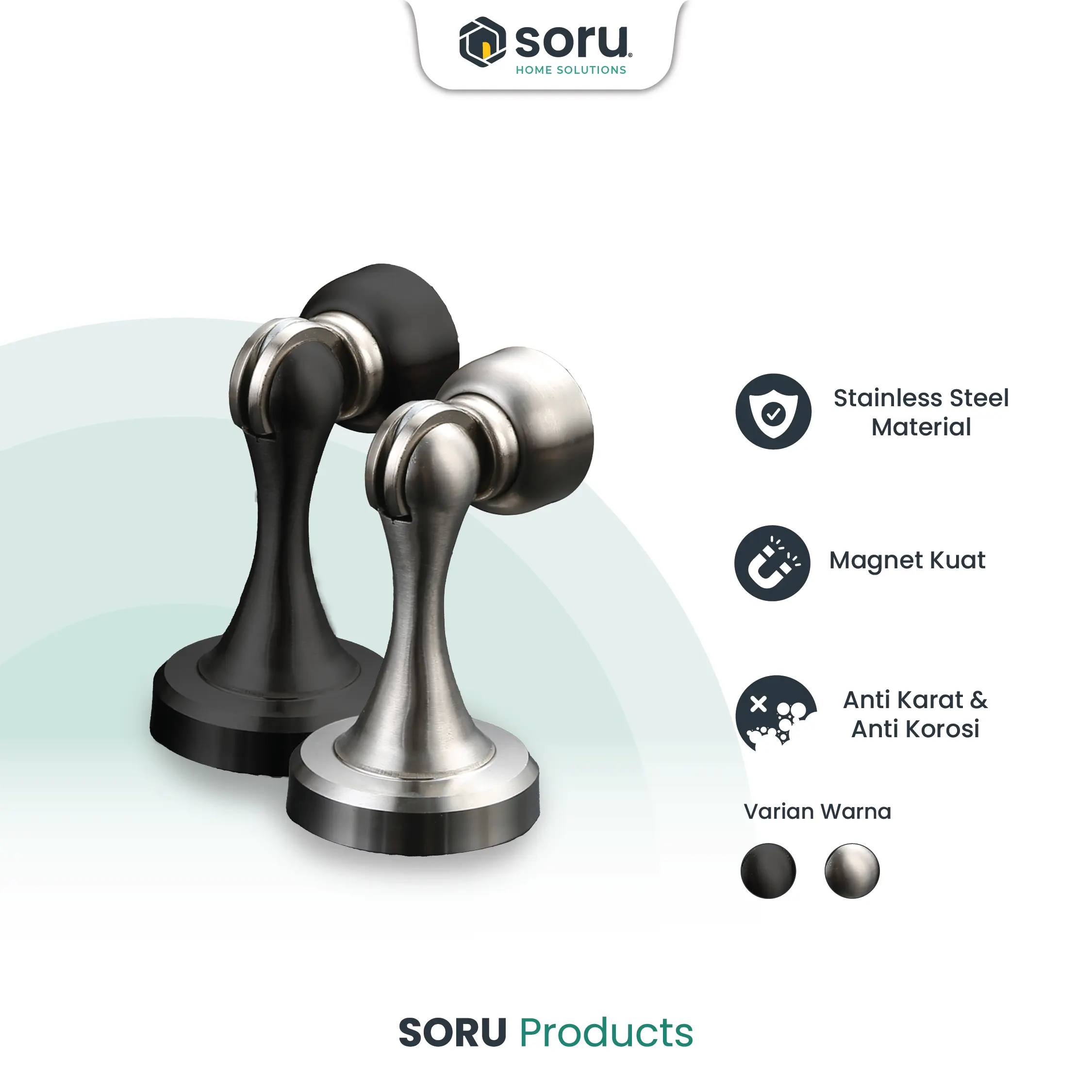 SORU - Penahan Pintu - Round Magnetic Door Stopper - Ganjalan Pintu Stainless Steel