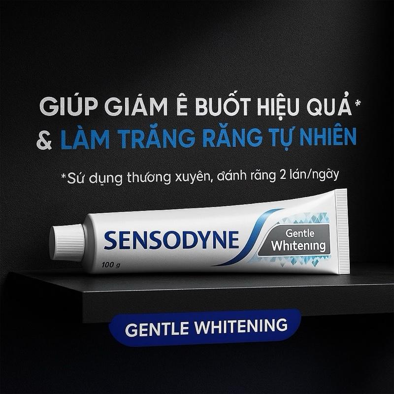 Kem đánh răng SENSODYNE Gentle Whitening 100g giúp giảm ê buốt hiệu quả và làm trắng răng tự nhiên
