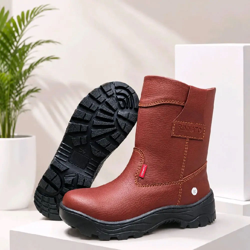 Waterproof Boots Non Leather Safety Boots Sepatu Safety Boots Kulit Sintetis Omega Ujung Besi Pria Kerja Leather  Black Tahan Tusukan Casual Antiselip Shoes Hitam Shop Tokopedia