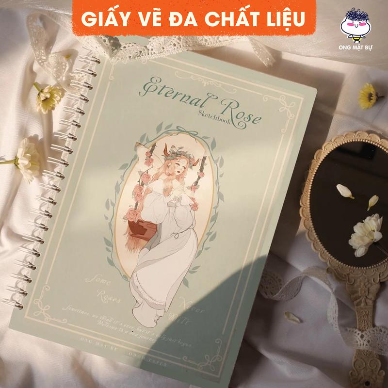 Sổ Vẽ Đa Chất Liệu Ong Mặt Bự - Sổ Phác Thảo Enternal Rose - Sketchbook Không Kèm Tài Liệu Vẽ