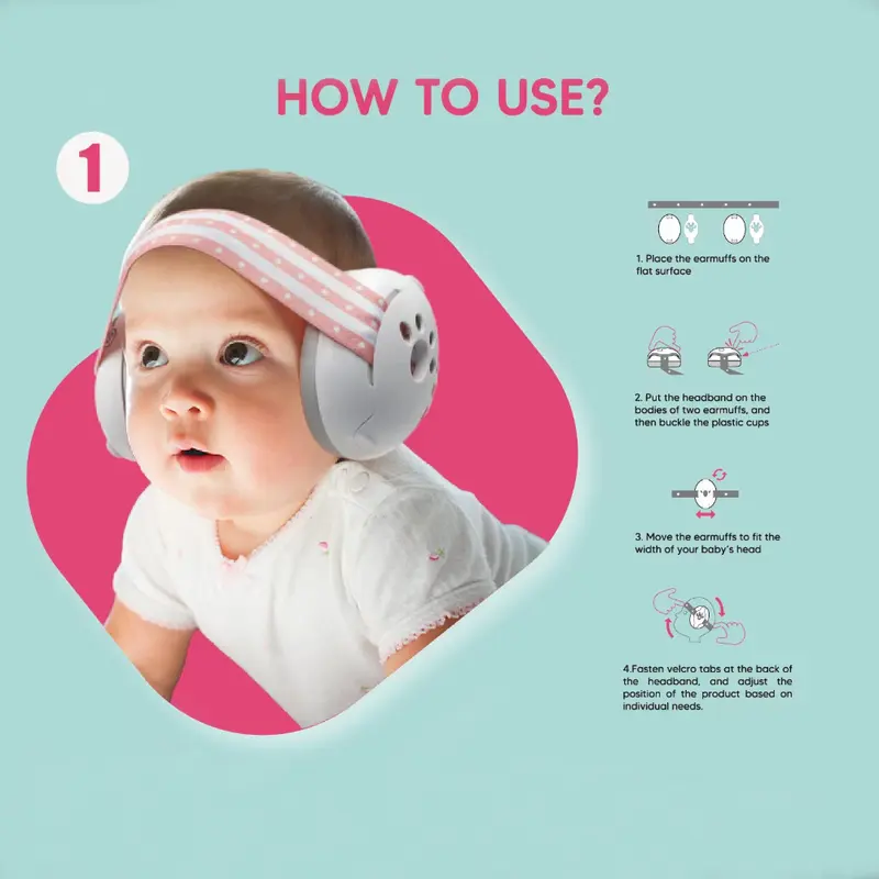 Tai nghe bảo vệ Tai cho Em Bé chất lượng cao, 2 trong 1, cải thiện giấc ngủ, thiết kế Có Thể Chuyển Đổi, khử tiếng ồn cho Em Bé, có thể điều chỉnh, bền, có thể được sử dụng như một chiếc bịt tai giảm tiếng ồn 7