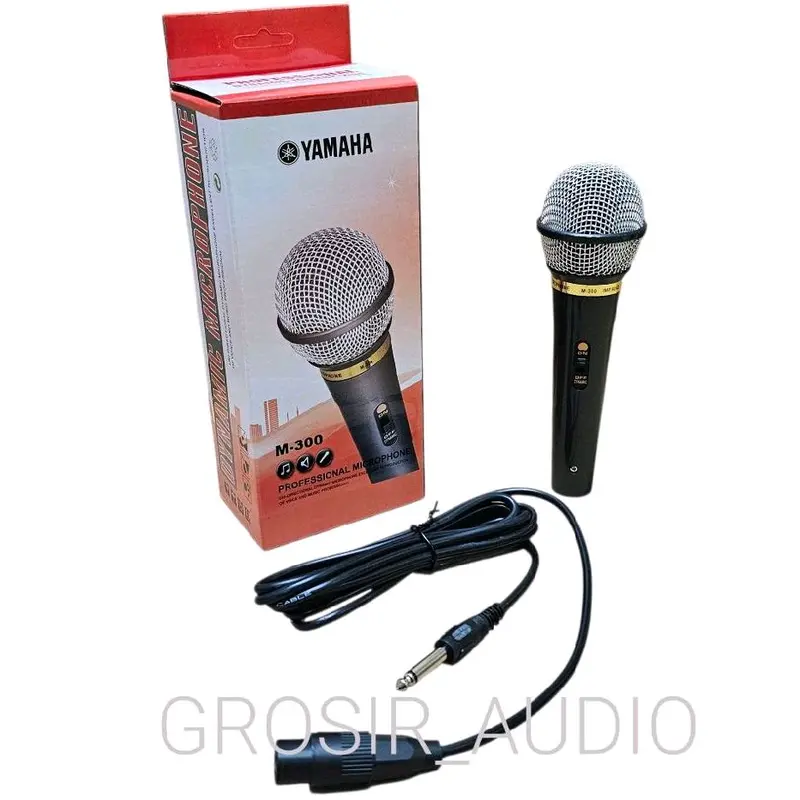 Yamaha Mikrofon KABEL M-100 & M-300 dengan Kabel 2,5 Meter, Kualitas Suara Jernih, Tombol ON/OFF, Cocok untuk Rekaman Profesional dan Non-Profesional