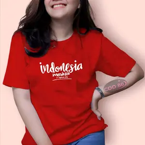 Baju 17 Agustus Dewasa Unisex Lengan Pendek Wanita Indonesia 2025 Kaos Merah Putih Distro Terbaru Perempuan Kemerdekaan Katun Combed 24s Kekinian Atasan T-Shirt Oblong Cewek Perempuan