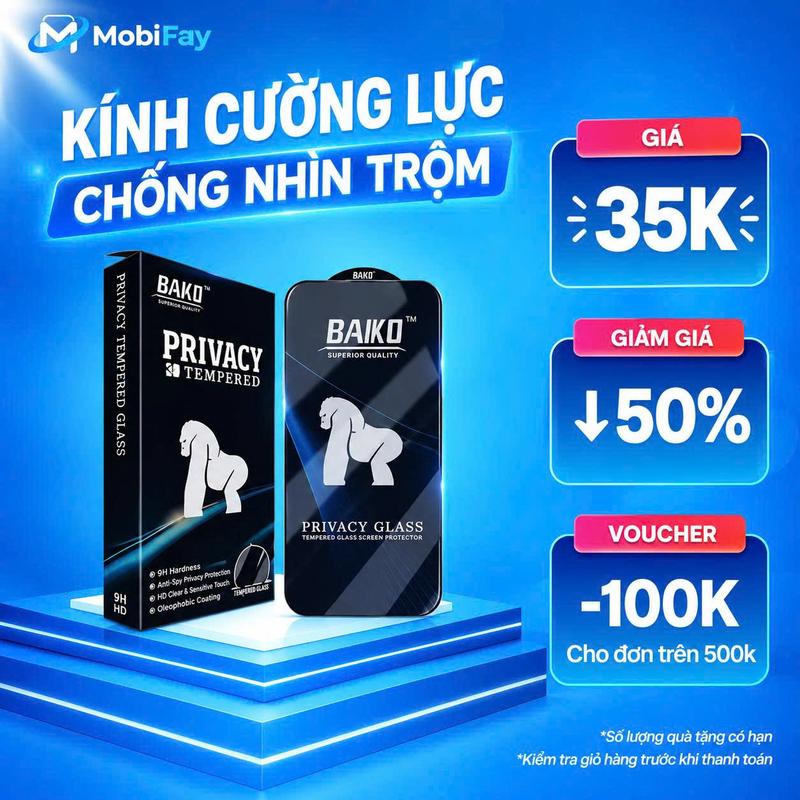 Kính Cường Lực Chống Nhìn Trộm BAIKO Privacy 9H