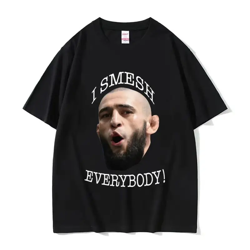 Khamzat Chimaev Kaus Fashion I Smesh Everybo Kaus Gambar Cetak Grafis untuk Pria Atasan Kaus Lengan Pendek Katun Kasual Antik 0