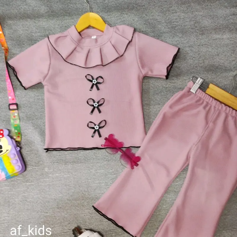 Setelan Baju Anak Perempuan Variasi Pita Dan Ruffle Fashion Anak 1-10 Tahun 0