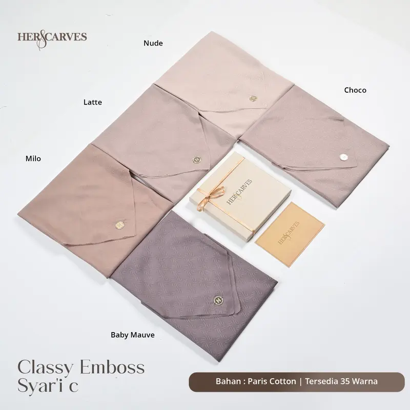 Classy Emboss Syari Hers - Kerudung Hijab Segi Empat Polos Syari Box Premium by HerScarves - Ecer (1pcs) 5