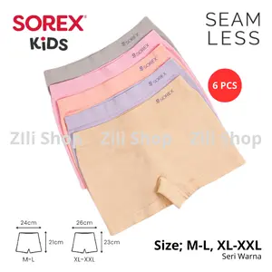 SOREX KIDS CD Celana Dalam Short Anak Perempuan Seamless Size M-L// XL-XXL ( PAKET 3 & 6 PCS)