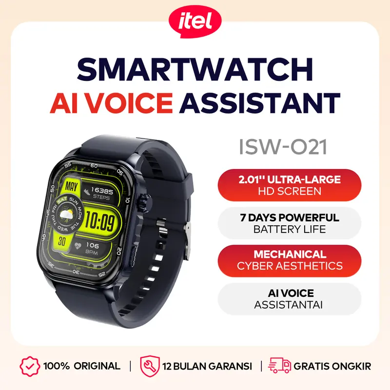 itel ISW-O21 Smart Watch Cyber Smart Watch, 7 Days Extra-Long Battery,2.01" Ultra Large HD Display, AI Voice Assistant,Support Hear 8