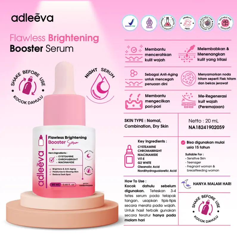 Adleeva Skincare Paket Complete Whitening 5 Pcs Mencerahkan Kulit Kusam dan Menyamarkan Noda Hitam 6