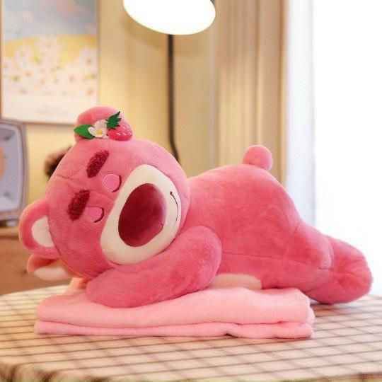  Gấu Lotso dâu ngủ và lotso đỏ Gấu Bông Lotso Hugging Bear Dâu Tây Nằm 60cm Cao Cấp kèm chăn Toy Thú Nhồi Bông Toy Thú Nhồi Bông Thú Bông Đồ Chơi 