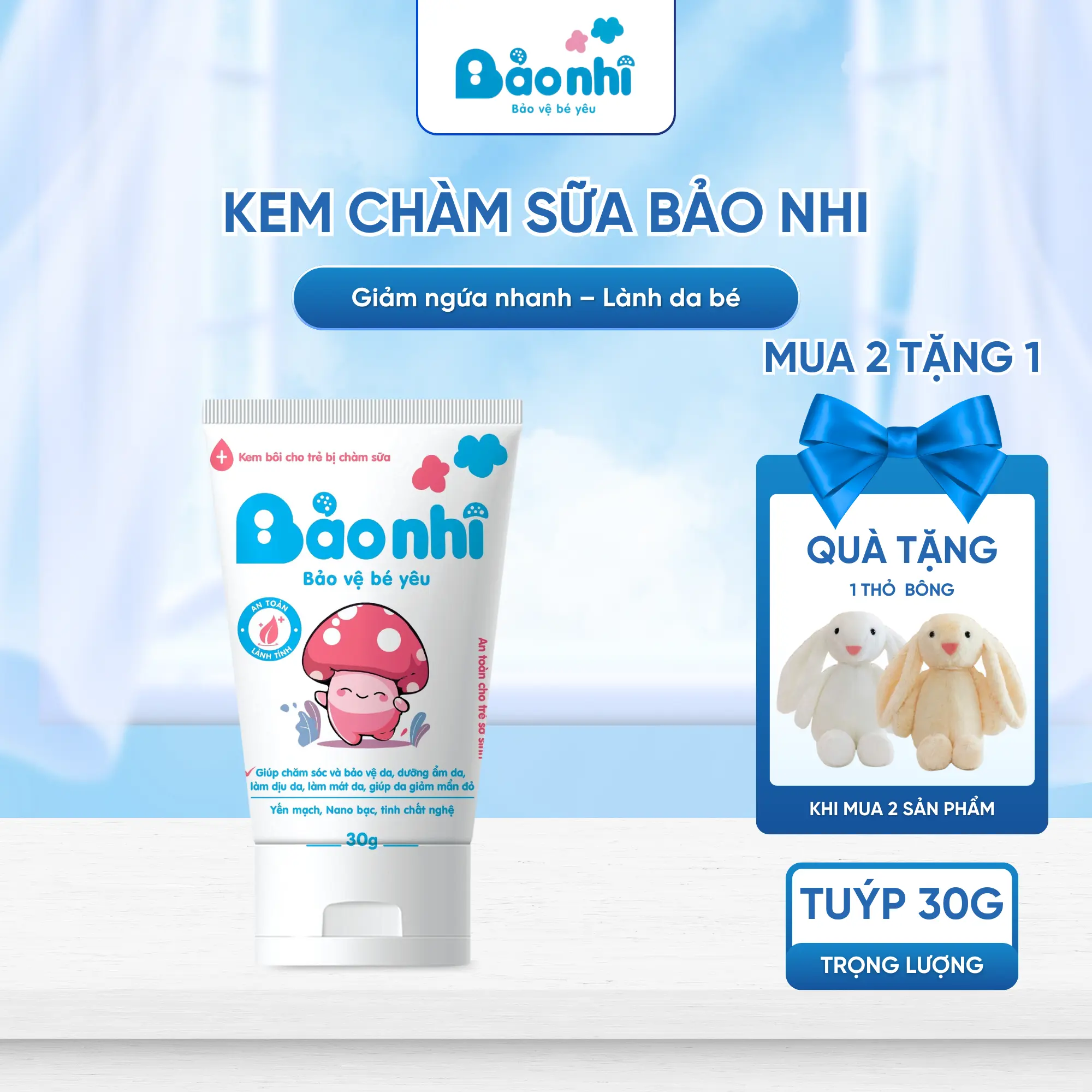 Kem Chàm Sữa Bảo Nhi Cấp Ẩm Giảm Ngứa Làm Dịu Sưng Đỏ Bong Tróc An Toàn Cho Da Bé 30g