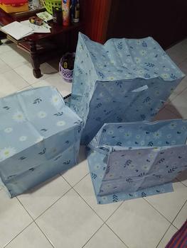 Product Review of [Ready Stock] Foldable Large Capacity Storage Bags Clothes Quilts organizer beg simpanan selimut Storage Baskets bag portable storage bag lipat laundry organizer pakaian barang serbaguna beg simpan barang casing organizer Blue Beige from l**n 3