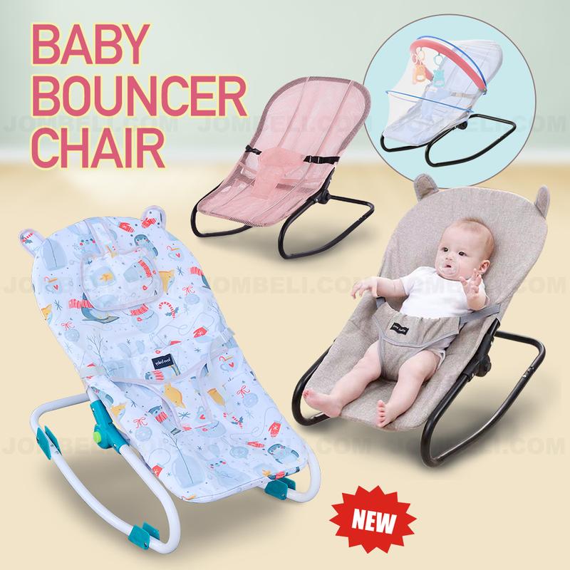 BABY BOUNCER CHAIR (LINEN) foldable baby adjustable rocker bouncer ...