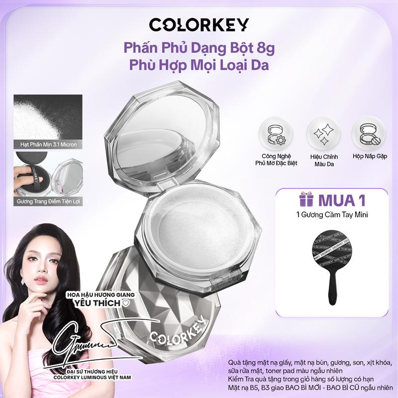 Phấn Phủ Bột COLORKEY Siêu Mịn Hỗ Trợ Kiềm Dầu Cho Lớp Nền Tự Nhiên 8g