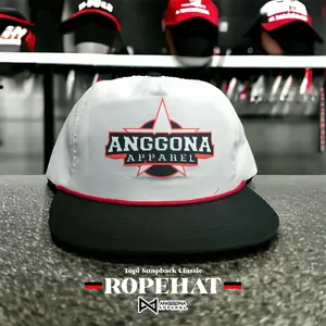 Topi Snapback Anggona Model Ropehat Warna Denim Hitam Putih - Unisex Elegan snapback  hat topi  brand
